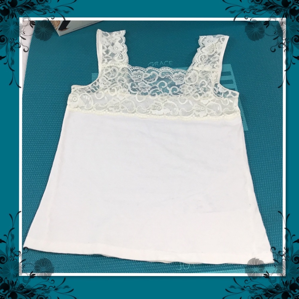 PINKK LACE CAMI CREAM TANK M